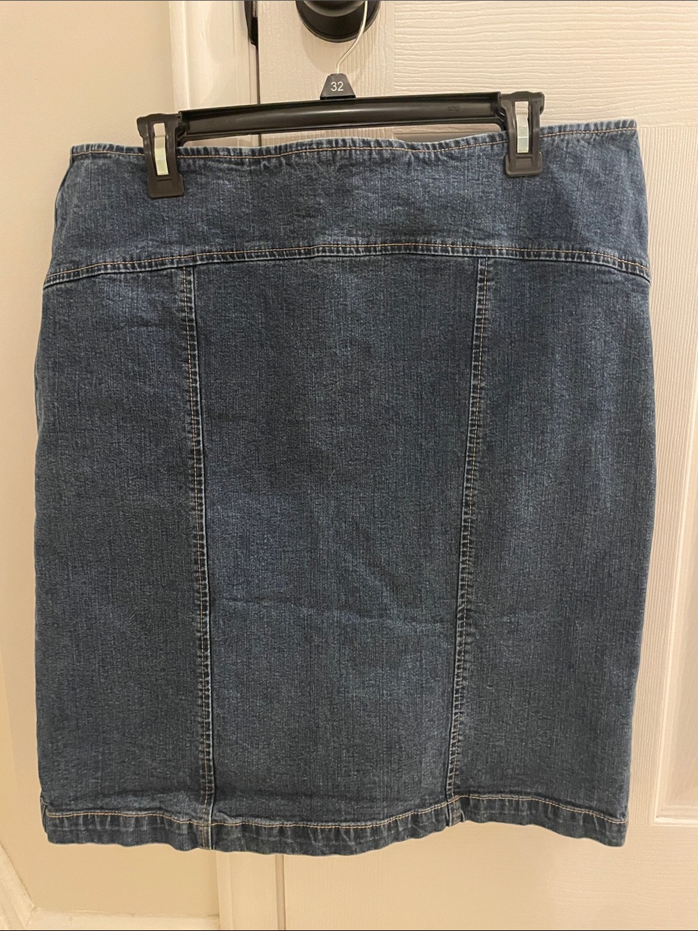 Classic Dark Blue Denim Pencil Skirt - Women's
